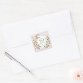 Sticker Carré 90e anniversaire Merci floral tropical (Enveloppe)