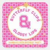 Sticker Carré 90s Throwback Lip Gloss Party Favor (Devant)