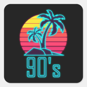 Sticker Carré 90s Vintage 1990 Retro 90s Lover 90s Costume