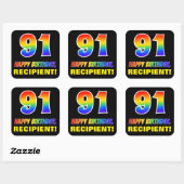 Sticker Carré 91e anniversaire : Bold, amusant, simple, arc-en-c (Feuille)