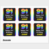 Sticker Carré 91e anniversaire : Rainbow Spectrum # 91, Nom pers (Feuille)