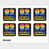 Sticker Carré 92e anniversaire : Bold, amusant, simple, arc-en-c (Feuille)