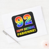 Sticker Carré 92e anniversaire : Bold, amusant, simple, arc-en-c (Enveloppe)