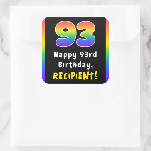Sticker Carré 93e anniversaire : Rainbow Spectrum # 93, Nom pers (Sac)