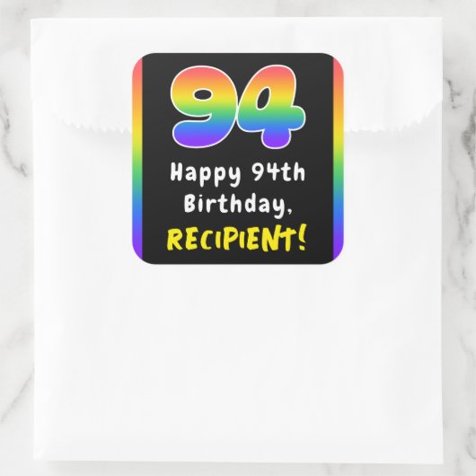 Sticker Carré 94e anniversaire : Rainbow Spectrum # 94, Nom pers (Sac)