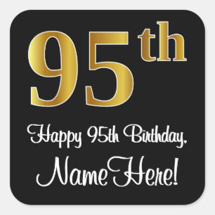 Sticker Carré 95th Birthday - Elegant Luxurious Faux Gold Look #