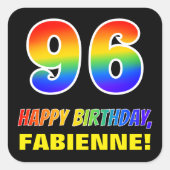 Sticker Carré 96e anniversaire : Bold, amusant, simple, arc-en-c (Devant)