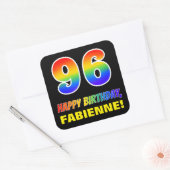 Sticker Carré 96e anniversaire : Bold, amusant, simple, arc-en-c (Enveloppe)