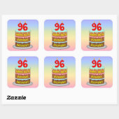 Sticker Carré 96e anniversaire : Fun Cake and Candles + Nom pers (Feuille)
