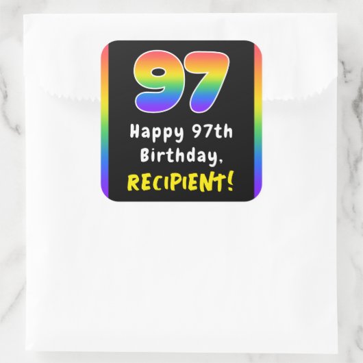 Sticker Carré 97e anniversaire : Rainbow Spectrum # 97, Nom pers (Sac)