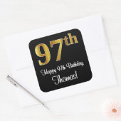 Sticker Carré 97th Birthday - Elegant Luxurious Faux Gold Look # (Enveloppe)