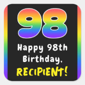 Sticker Carré 98e anniversaire : Rainbow Spectrum # 98, Nom pers (Devant)
