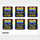 Sticker Carré 98e anniversaire : Rainbow Spectrum # 98, Nom pers (Feuille)