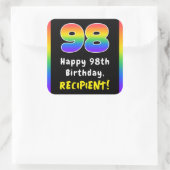 Sticker Carré 98e anniversaire : Rainbow Spectrum # 98, Nom pers (Sac)