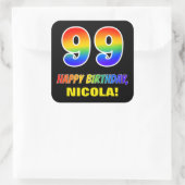 Sticker Carré 99e anniversaire : Bold, amusant, simple, arc-en-c (Sac)