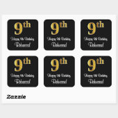 Sticker Carré 9e anniversaire - Elégant luxe Faux Gold Look # (Feuille)