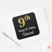 Sticker Carré 9e anniversaire - Elégant luxe Faux Gold Look # (Enveloppe)