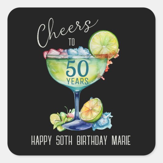 Sticker Carré À 50 ans, anniversaire de référence (Devant)