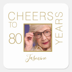 Sticker Carré À 80 ans, vive la photo élégante en or blanc
