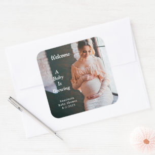 Sticker Carré A Baby Is Brewing Baby Shower