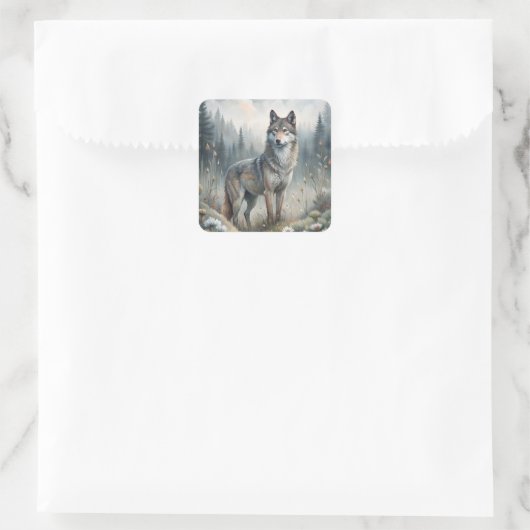 Sticker Carré A Beautiful Forest Wolf (Sac)