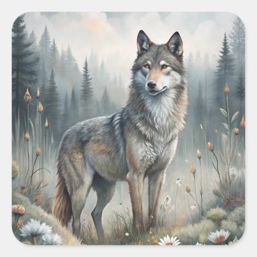 Sticker Carré A Beautiful Forest Wolf (Devant)