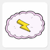 Sticker Carré à boulon à éclair rose-nuage jaune (Devant)