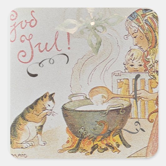 Sticker Carré A charming Scandinavian winter scene Tack Kort (Devant)