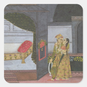 Sticker Carré A Couple, illustration de 'Malavi Ragini'
