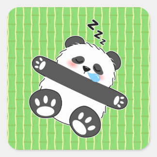 Sticker Carré A Cute Baby Panda Sleeping Peacefully
