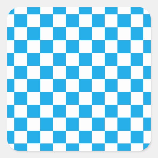 Sticker Carré à damiers Turquoise et Blanc (Devant)