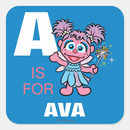 Sticker Carré A est pour Abby Cadabby | Ajoutez votre nom (Devant)