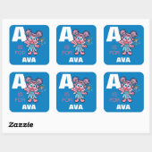 Sticker Carré A est pour Abby Cadabby | Ajoutez votre nom (Feuille)