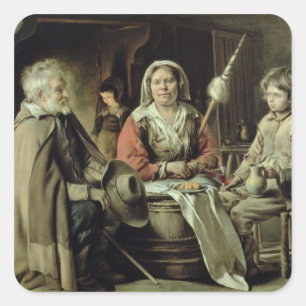 Sticker Carré A French Interior, vers 1645