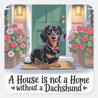 Sticker Carré A House Is Not A Home Without A Dachshund