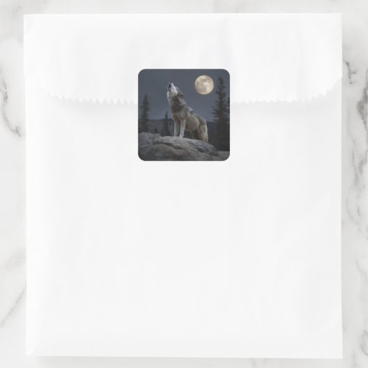 Sticker Carré A Howling Wolf (Sac)