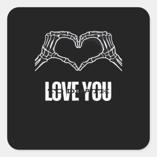 Sticker Carré À la mort - Skeleton Heart Mains Classique (Devant)