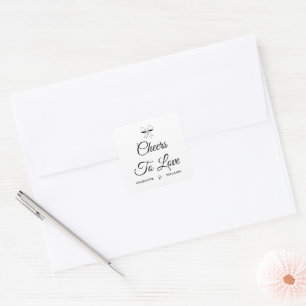 Sticker Carré À l'amour Burgundy Script Ivory Nœud Mariage