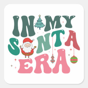 Sticker Carré À l'ère de ma Père Noël - Noël rétro