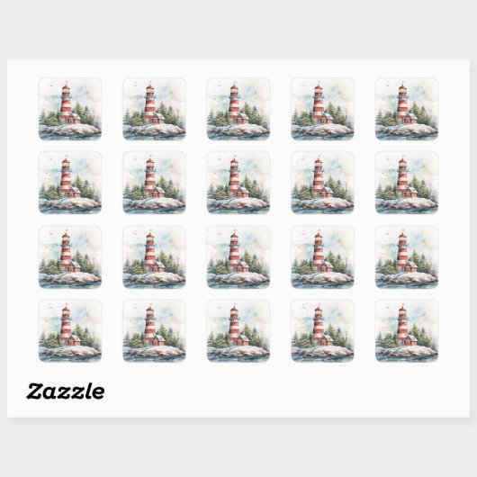 Sticker Carré A Lighthouse in Winter (Feuille)