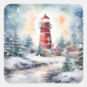 Sticker Carré A Lighthouse in Winter (Devant)