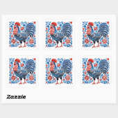 Sticker Carré A metaphorical chicken image with a blue and white (Feuille)