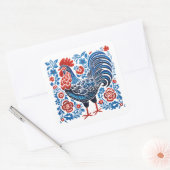 Sticker Carré A metaphorical chicken image with a blue and white (Enveloppe)