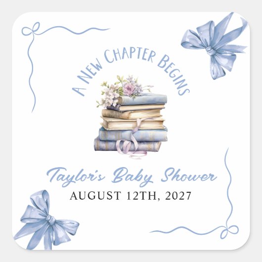 Sticker Carré A New Chapter Begins Baby Shower (Devant)