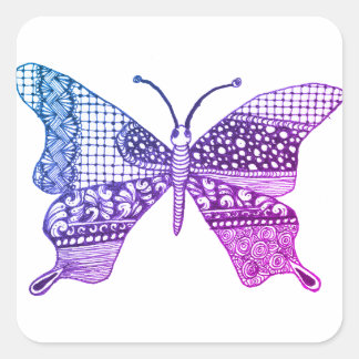 Sticker Carré à papillon Zen de couleur mignonne
