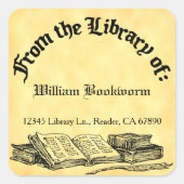 Sticker Carré À partir de la bibliothèque de livres Quill Custom (Devant)