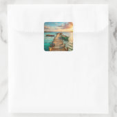 Sticker Carré A Pier with Boats (Sac)