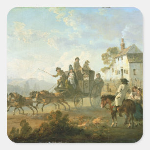 Sticker Carré A Stage Coach on a Country Road, 1792
