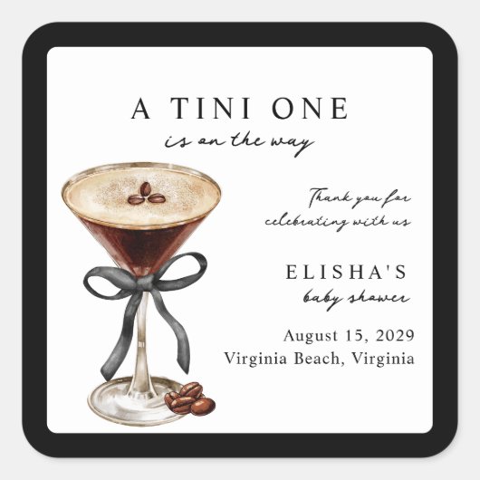 Sticker Carré A Tini One Is on the Way Baby Shower  (Devant)