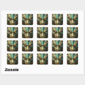 Sticker Carré A Turquoise and Gold Dragon Mystical (Feuille)